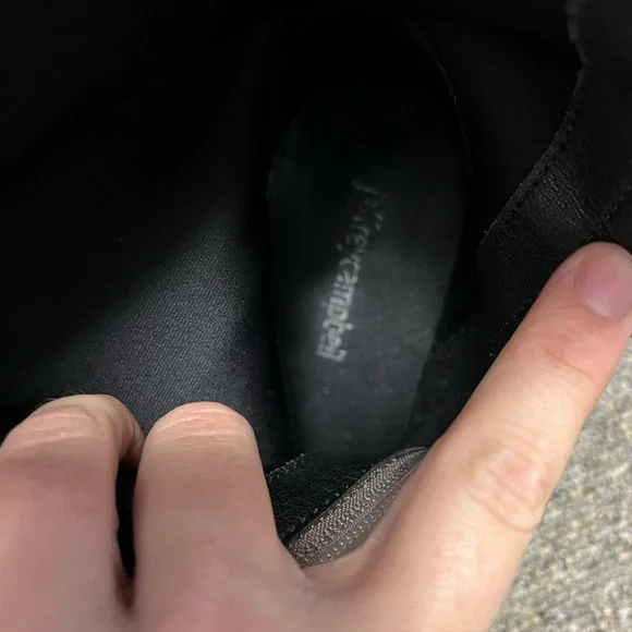 Jeffrey Campbell dark silver tone zip up stretchy square toe booties, sz 8.5 - Picture 5 of 9